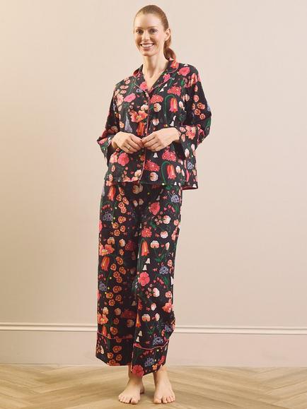 Their Nibs x Sophie Ellis-Bextor Murder on the Forest Floor Pyjama Set, Navy Floral - view 2, Navy Floral