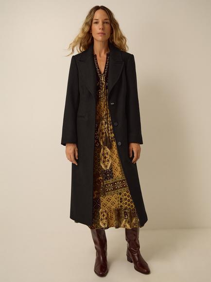 Monsoon Celia Crombie Overcoat, Black, Black