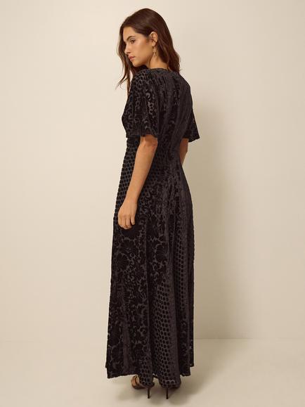 Monsoon Adeline Floral A-Line Maxi Dress, Chocolate - view 2, Chocolate