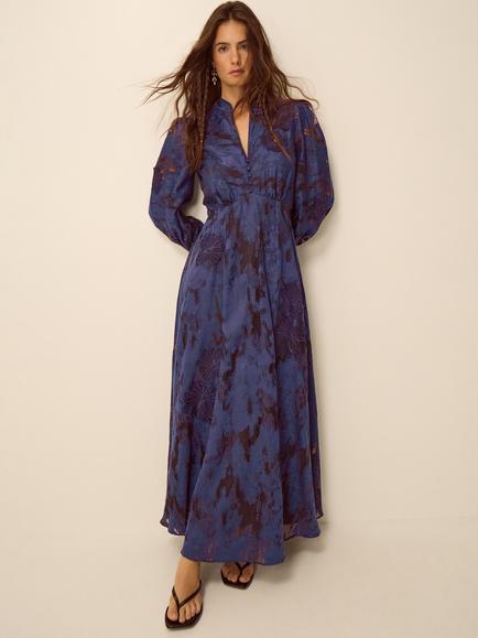 Monsoon Glen Jacquard Dress, Navy, Navy