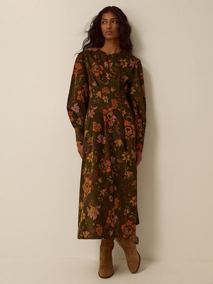 Monsoon Princella Cord Dress, Green, Green