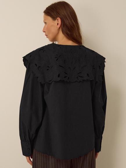 Monsoon Eliana Embroidered Shirt, Black - view 2, Black