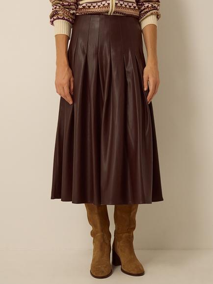 Monsoon Ottie Faux Leather Skirt, Brown, Brown