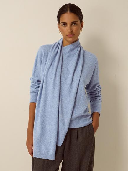 Monsoon Shaw Scarf Jumper, Blue, Blue