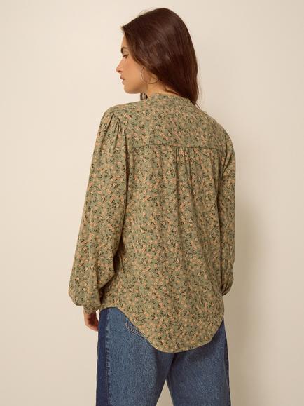 Monsoon Deena Ditsy Floral Blouse, Green - view 2, Green