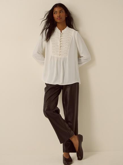 Monsoon Pippa Long Sleeve Military Top, Ivory - view 2, Ivory
