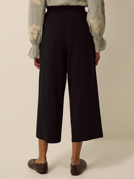 Monsoon Carla Wide Leg Cropped Culotte Trousers, Black - view 2, Black