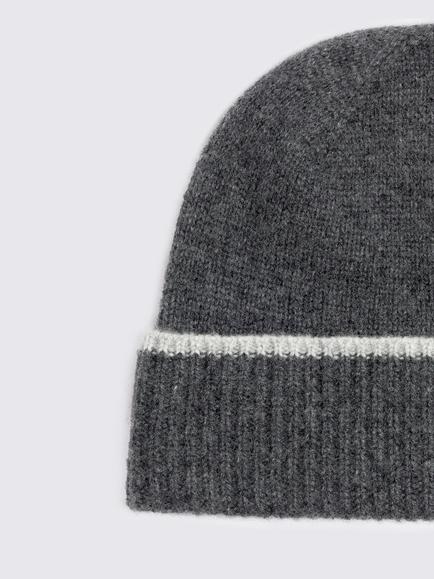Moss Pure Cashmere Beanie, Charcoal Grey - view 2, Charcoal Grey