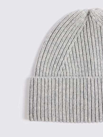 Moss Ribbed Wool Cashmere Blend Beanie, Light Grey - view 2, Light Grey