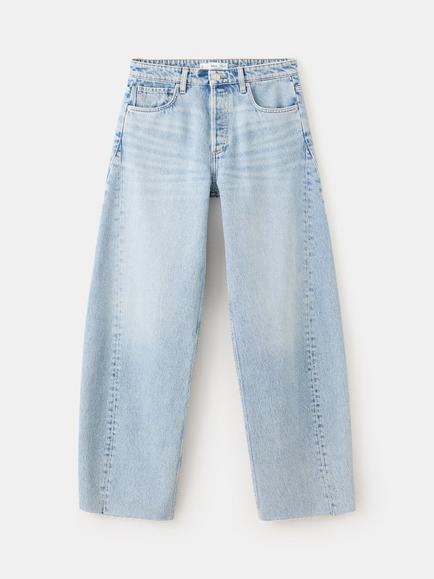 Mango Mid Rise Barrel Leg Jeans, Light Blue, Light Blue