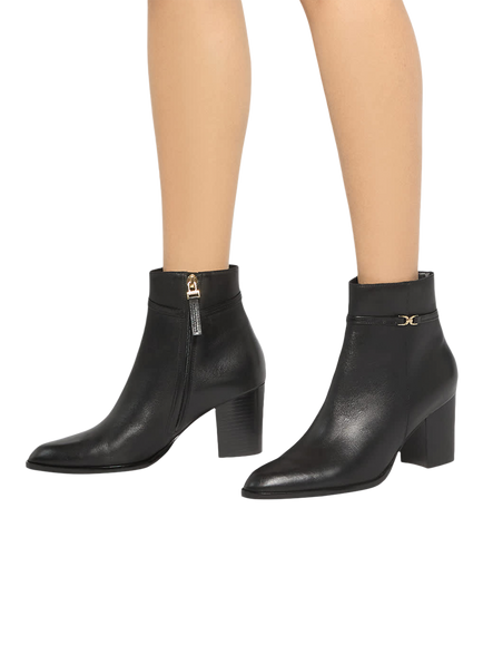 Dune London Pagety Leather Block Heel Ankle Boots, Black - view 2, Black