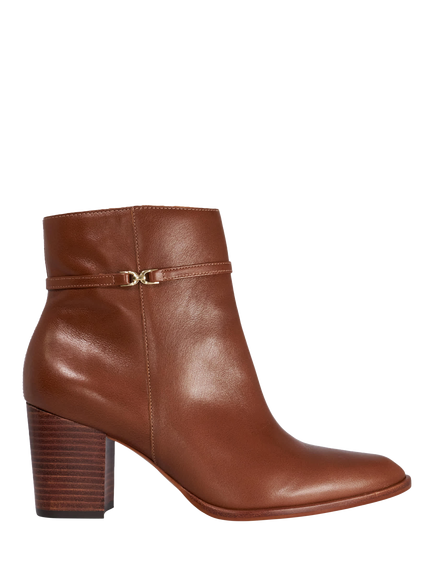 Dune London Pagety Leather Block Heel Ankle Boots, Tan, Tan