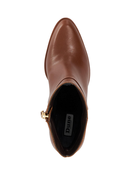 Dune London Pagety Leather Block Heel Ankle Boots, Tan - view 2, Tan