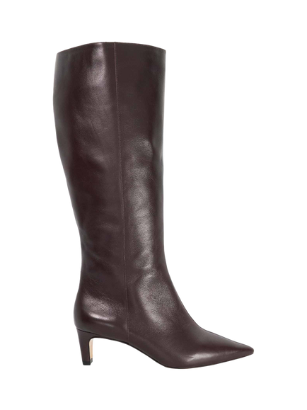 Dune London Smoulder Wide Fit Leather Knee High Boots, Burgundy, Burgundy