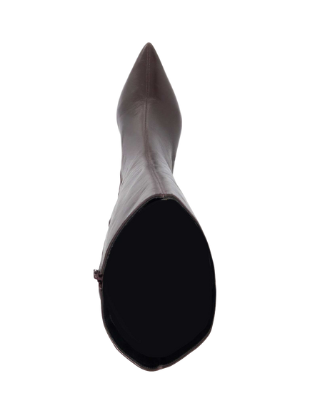 Dune London Smoulder Wide Fit Leather Knee High Boots, Burgundy - view 2, Burgundy