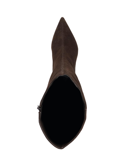 Dune London Smoulder Wide Fit Suede Knee High Boots, Brown - view 2, Brown