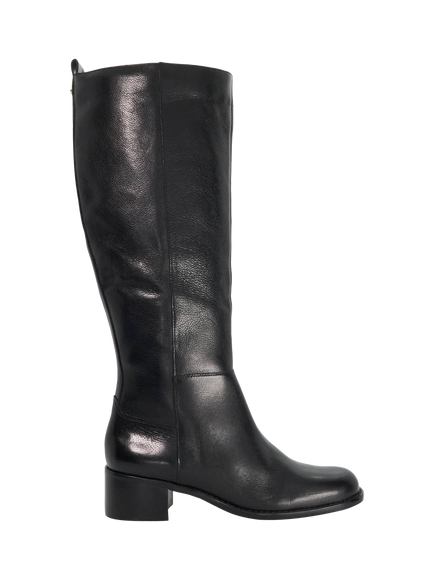 Dune London Turner Wide Fit Leather Knee High Boots, Black, Black
