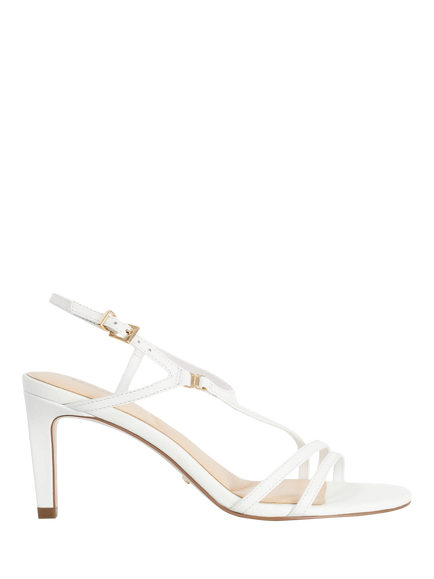 Dune London Maiple Leather T-Bar Stiletto Heel Strappy Sandals, White, White