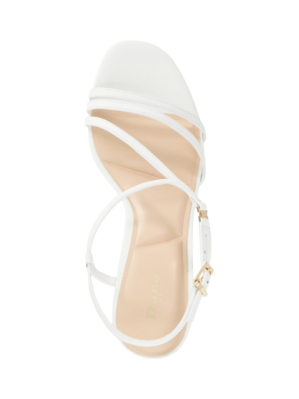 Dune London Maiple Leather T-Bar Stiletto Heel Strappy Sandals, White - view 2, White