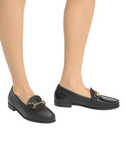 Dune London Glena Leather Snaffle Trim Loafers, Black - view 2, Black