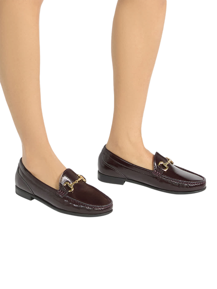 Dune London Glena Leather Snaffle Trim Loafers, Burgundy - view 2, Burgundy