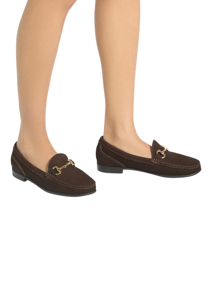 Dune London Glena Nubuck Snaffle Trim Loafers, Brown - view 2, Brown