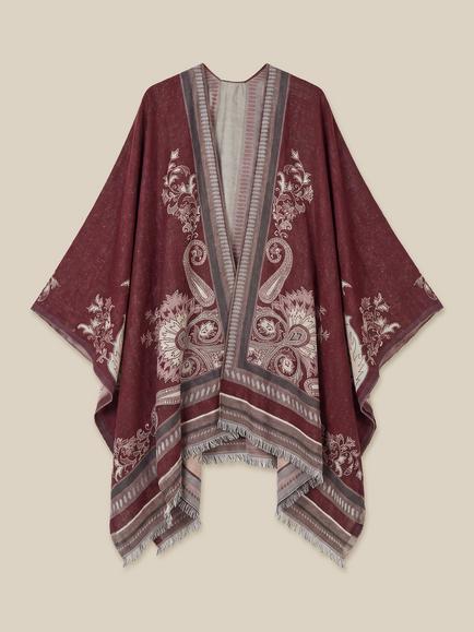 Monsoon Crissy Jacquard Poncho, Berry, Berry