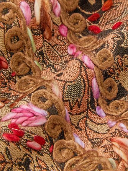 Monsoon Ingrid Embroidered Paisley Print Scarf, Chocolate/Multi - view 2, Chocolate/Multi
