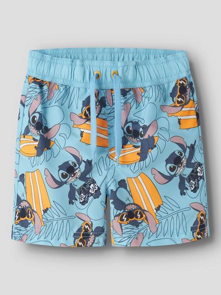 NAME IT Kids' Disney Lilo & Stitch Drawstring Swim Shorts, Bluefish, Bluefish