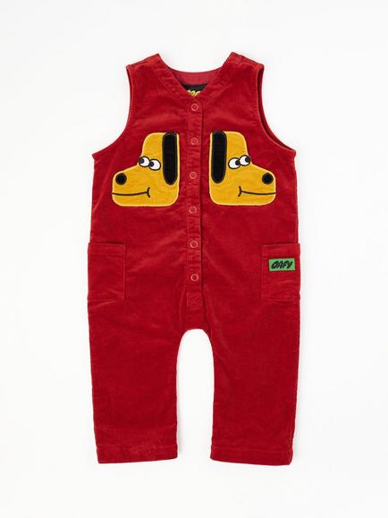 Oafy by Lazy Oaf Baby Dog Pocket Romper, Red, Red