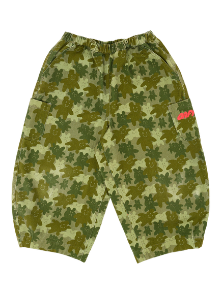 Oafy by Lazy Oaf Baby Camo Bears Barrel Leg Trousers, Green, Green