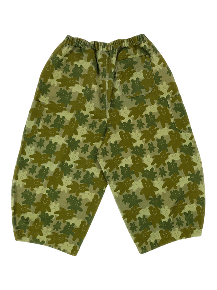 Oafy by Lazy Oaf Baby Camo Bears Barrel Leg Trousers, Green - view 2, Green