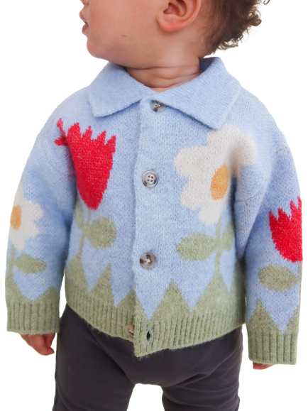 Oafy by Lazy Oaf Baby Flower Cardigan, Blue, Blue