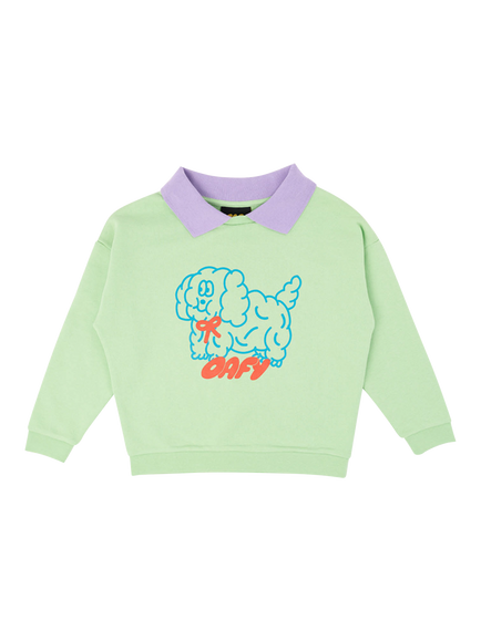 Oafy by Lazy Oaf Kids' Doggy Bow Sweatshirt, Green, Green
