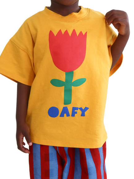 Lazy Oaf Kids' Flower T-Shirt, Yellow, Yellow