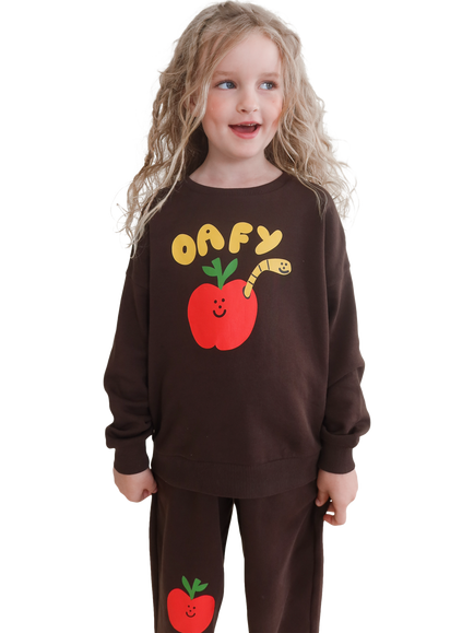 Oafy by Lazy Oaf Worm Sweatshirt, Brown, Brown