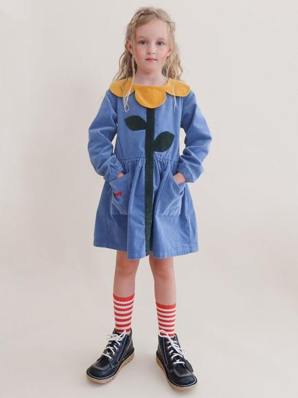 Oafy by Lazy Oaf Kids' Flower Cord Dress, Blue, Blue
