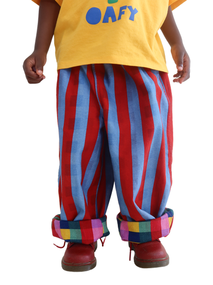 Oafy by Lazy Oaf Kids' Reversible Barrel Leg Trousers, Multi - view 2, Multi