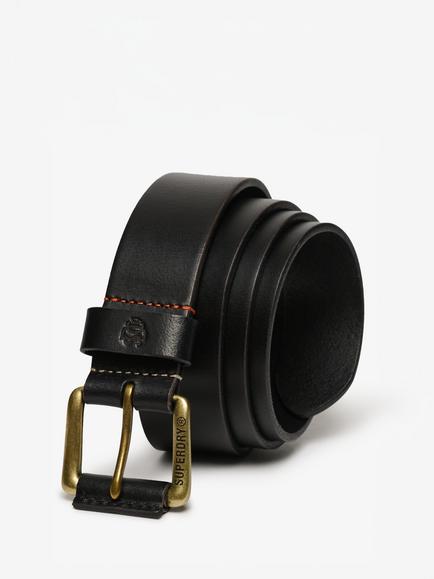 Superdry Classic Buffalo Leather Belt, Black, Black