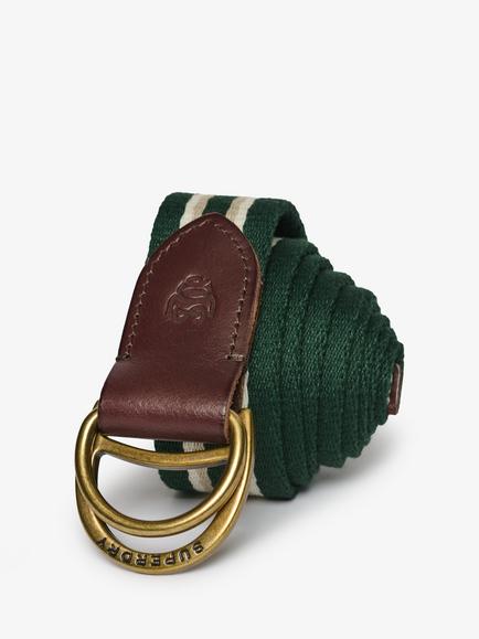 Superdry Heritage Stripe Webbing Belt, Green Multi