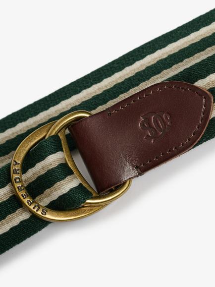 Superdry Heritage Stripe Webbing Belt - view 2, Green Multi