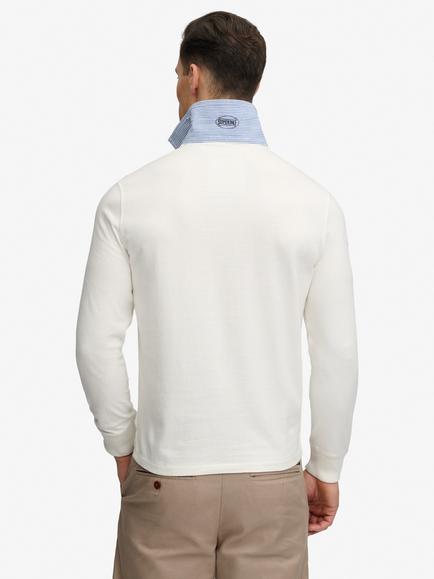 Superdry Double Emblem Rugby Top, Chalk White - view 2, Chalk White