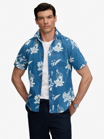 Superdry Vintage Loom Short Sleeve Shirt, Chrissy Indigo Rinse, Chrissy Indigo Rinse