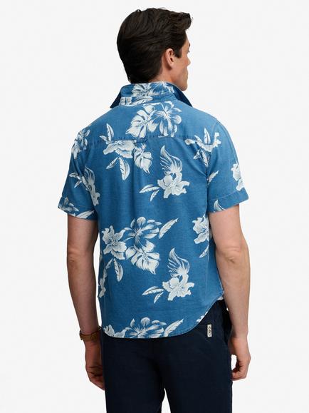 Superdry Vintage Loom Short Sleeve Shirt, Chrissy Indigo Rinse - view 2, Chrissy Indigo Rinse