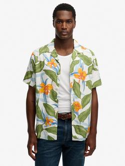 Superdry Hawaiian Print Short Sleeve Shirt, Evergreen/Multi, Evergreen/Multi