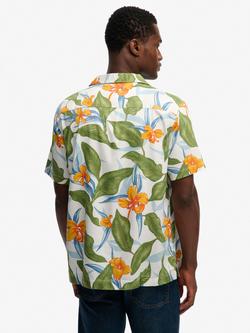 Superdry Hawaiian Print Short Sleeve Shirt, Evergreen/Multi - view 2, Evergreen/Multi