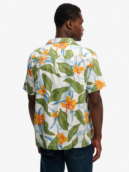 Superdry Hawaiian Print Short Sleeve Shirt, Evergreen/Multi - view 2, Evergreen/Multi