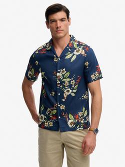 Superdry Hawaiian Print Short Sleeve Shirt, Cabana Navy/Multi, Cabana Navy/Multi