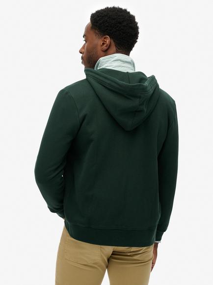 Superdry Essential Logo Zip Half Brushed Hoodie - view 2, Forest Green