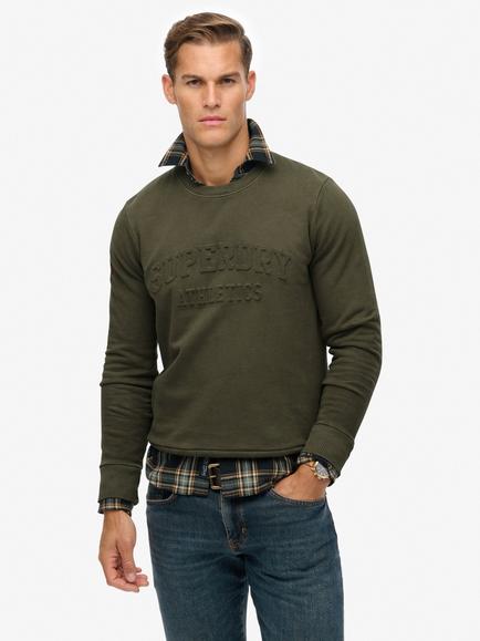 Superdry Cotton Athletic Embossed Sweatshirt, Surplus Olive Green, Surplus Olive Green